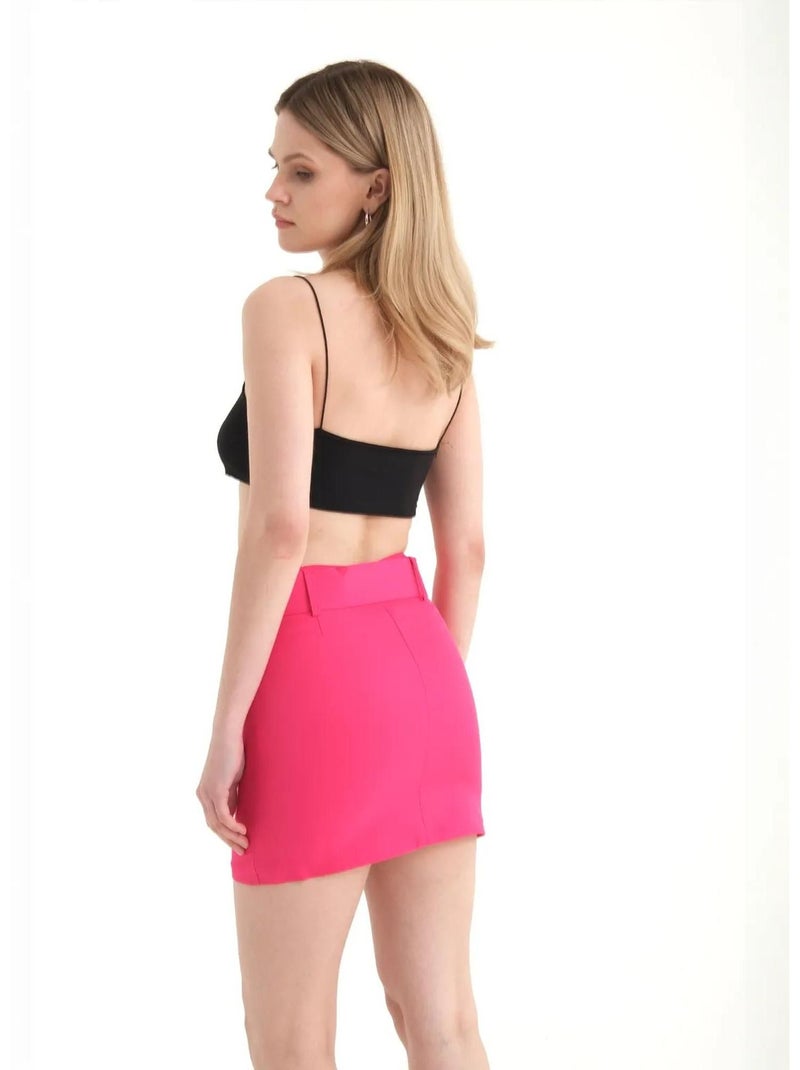 Minigonna a vita alta con dettaglio cintura Rosa - Kiabi