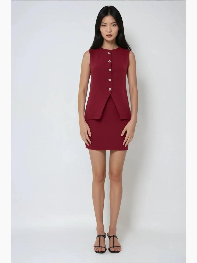 Minigonna aderente bordeaux a vita alta hiccup Rosso bordeaux - Kiabi