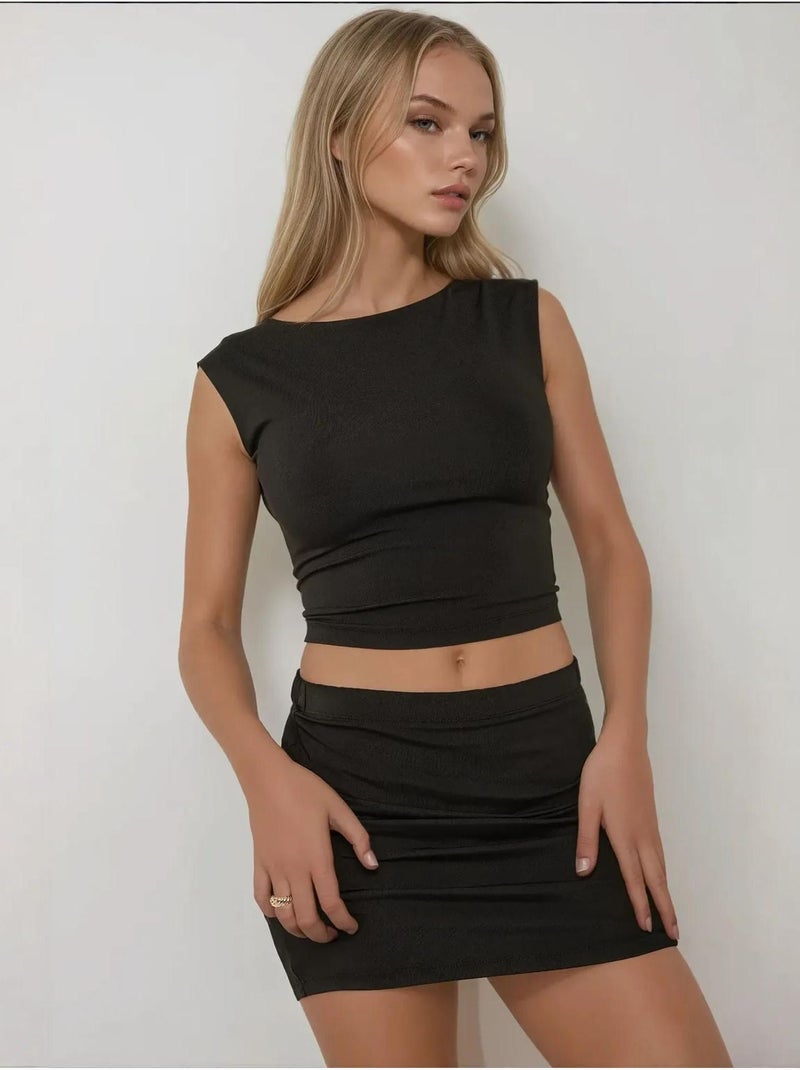 Minigonna aderente Nero - Kiabi