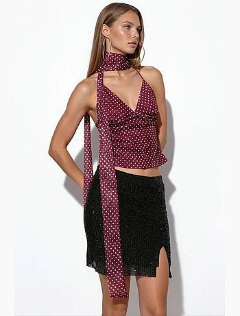 Minigonna bodycon con paillettes a vita alta busem