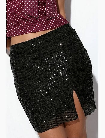 Minigonna bodycon con paillettes a vita alta busem