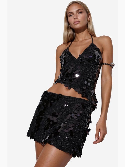 Minigonna da donna a vita alta a trapezio con paillettes busem - Kiabi Minigonna da donna a vita alta a trapezio con paillettes busem - Kiabi