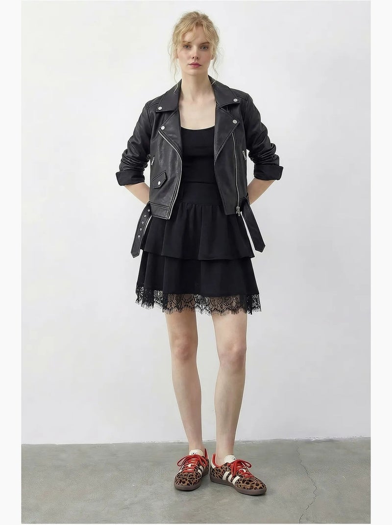 Minigonna da donna a vita alta in pizzo lucci Nero - Kiabi