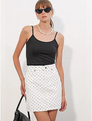 Minigonna in denim a pois a vita alta bdart
