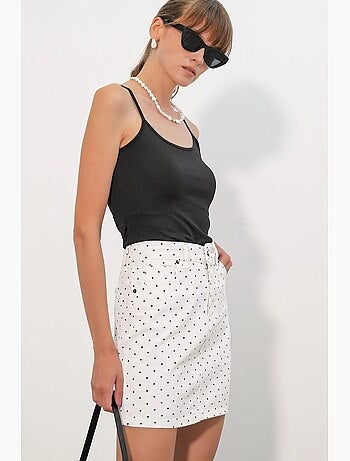 Minigonna in denim a pois a vita alta bdart