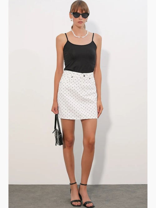 Minigonna in denim a pois a vita alta bdart - Kiabi Minigonna in denim a pois a vita alta bdart - Kiabi