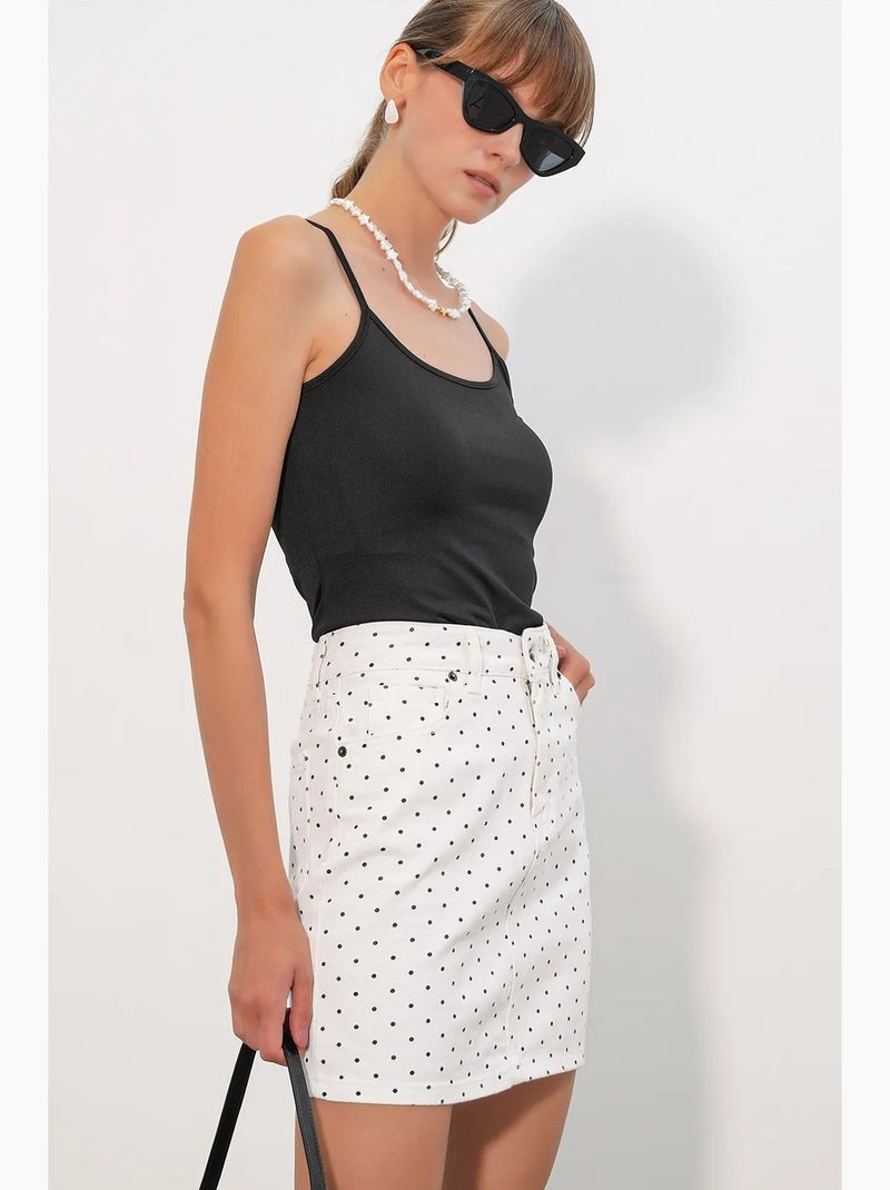 Minigonna in denim a pois a vita alta bdart Bianco sporco - Kiabi