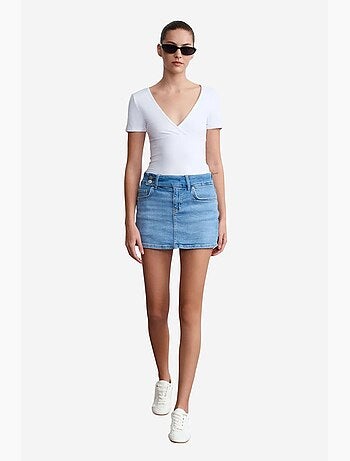 Minigonna in denim a vita alta con cintura dilvin