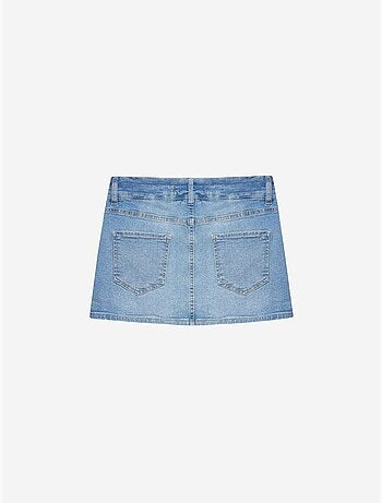 Minigonna in denim a vita alta con cintura dilvin