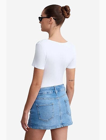 Minigonna in denim a vita alta con cintura dilvin