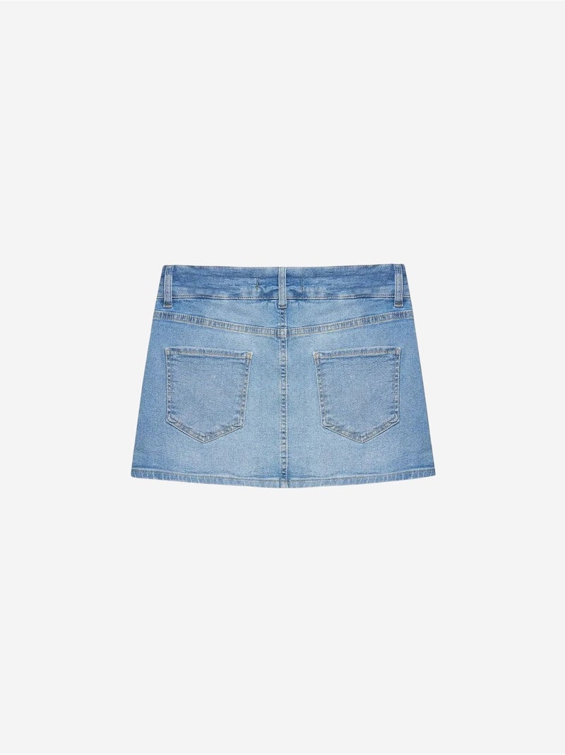 Minigonna in denim a vita alta con cintura dilvin Blu zaffiro - Kiabi