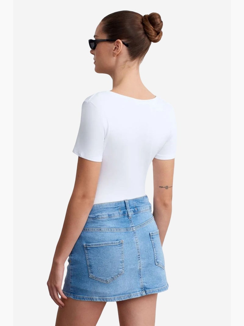 Minigonna in denim a vita alta con cintura dilvin Blu zaffiro - Kiabi