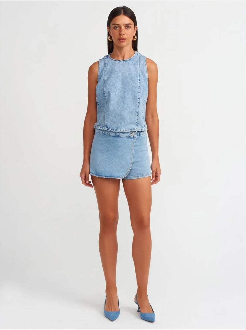 Minigonna in denim a vita alta dilvin Blu chiaro - Kiabi