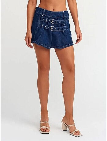 Minigonna in denim di cotone con cintura dilvin