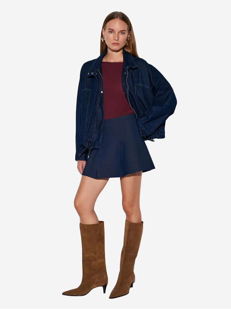 Minigonna skater a vita alta dilvin Blu marino - Kiabi