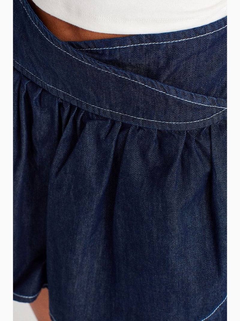 Minigonna skater in denim a vita alta dilvin Blu oltremare - Kiabi