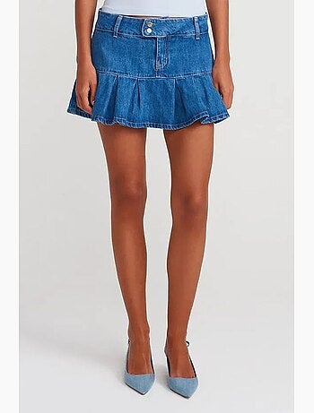 Minigonna skater in denim a vita media dilvin