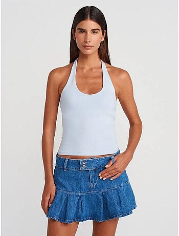 Minigonna skater in denim a vita media dilvin