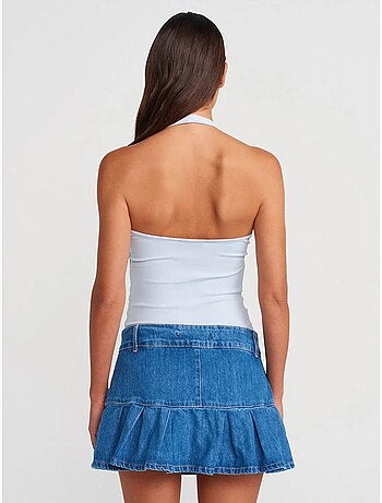 Minigonna skater in denim a vita media dilvin