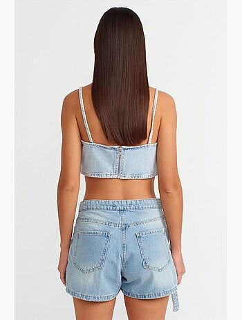 Minigonna skater in denim con cintura dilvin