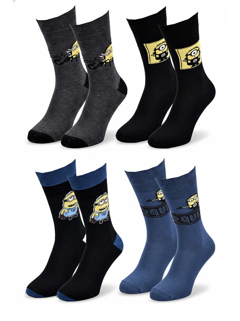MINIONS - Calzini Uomo Licenza Confezione da 4 Grigio blu nero - Kiabi