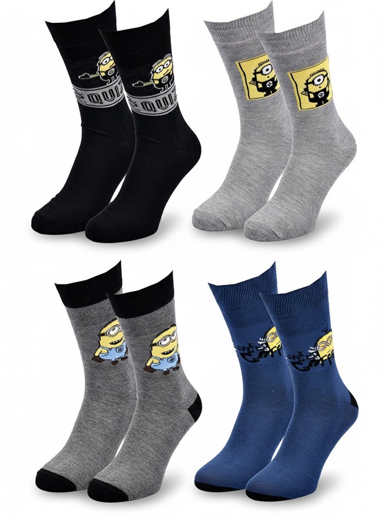 MINIONS - Calzini Uomo Licenza Confezione da 4 Nero Blu Grigio - Kiabi