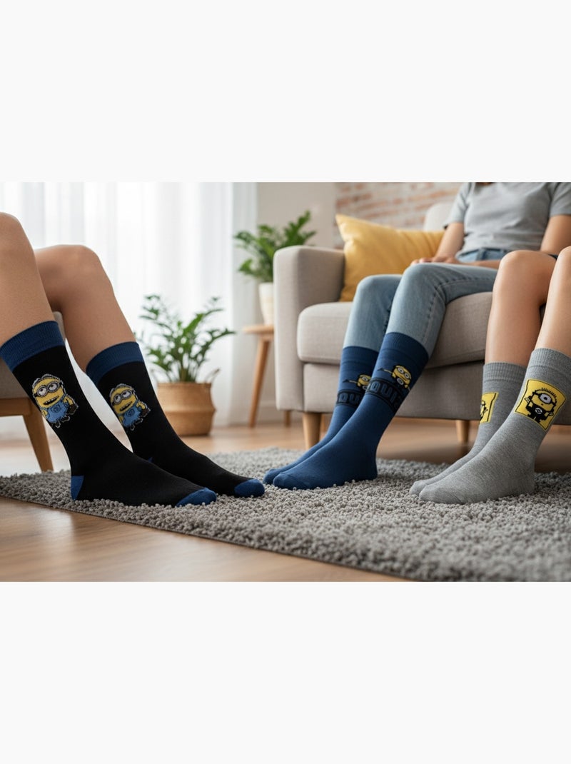 Minions - Calzini Uomo Licenza Confezione da 6 MIX SORPRESA Nero Blu Grigio - Kiabi