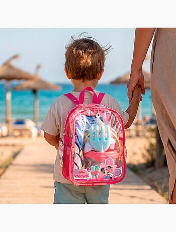 Minnie set secchiello da spiaggia con accessori, zaino e poncho