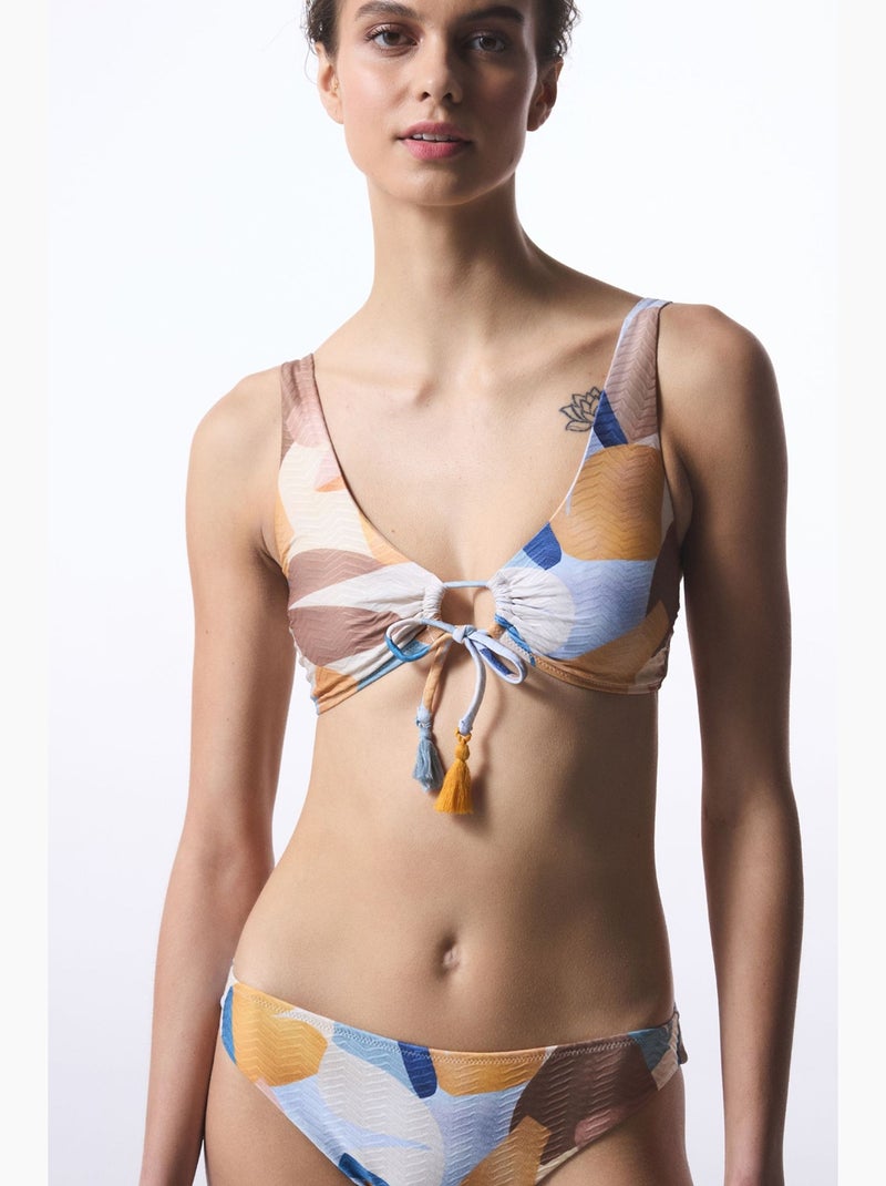 Misty hot top bikini con motivo etnico e perline penti Blu cielo - Kiabi