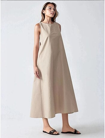 Mixray collection abito lungo a trapezio con girocollo e senza maniche hiccup
