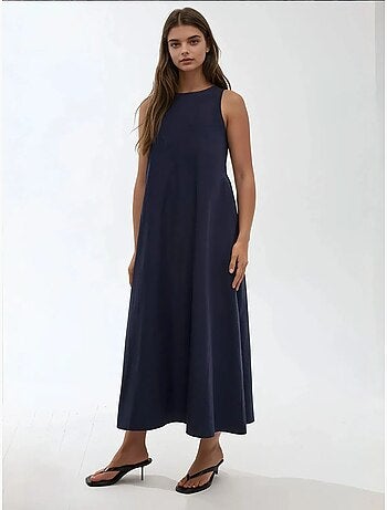 Mixray collection abito lungo a trapezio con girocollo e senza maniche hiccup