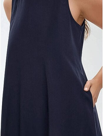 Mixray collection abito lungo a trapezio con girocollo e senza maniche hiccup