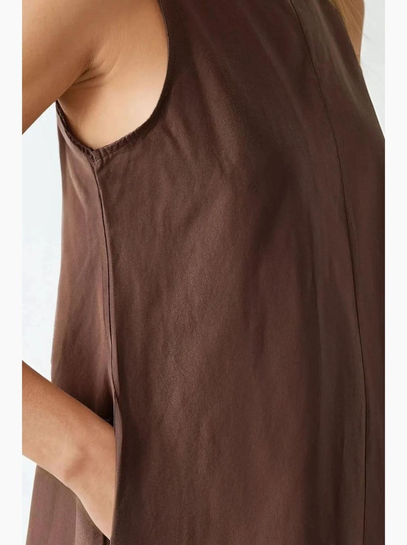 Mixray collection abito lungo a trapezio con girocollo e senza maniche hiccup Marrone scuro - Kiabi