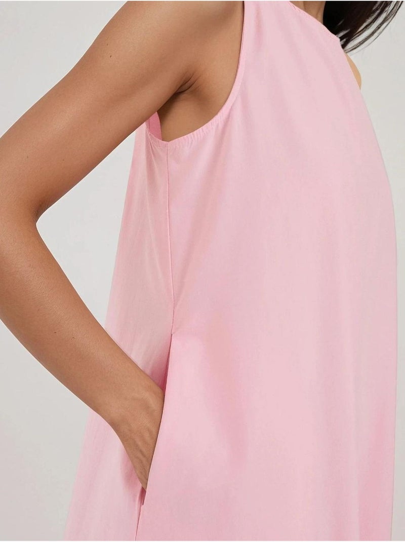 Mixray collection abito lungo a trapezio con girocollo e senza maniche hiccup Rosa chiaro - Kiabi