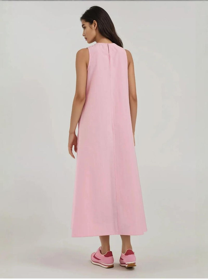 Mixray collection abito lungo a trapezio con girocollo e senza maniche hiccup Rosa chiaro - Kiabi