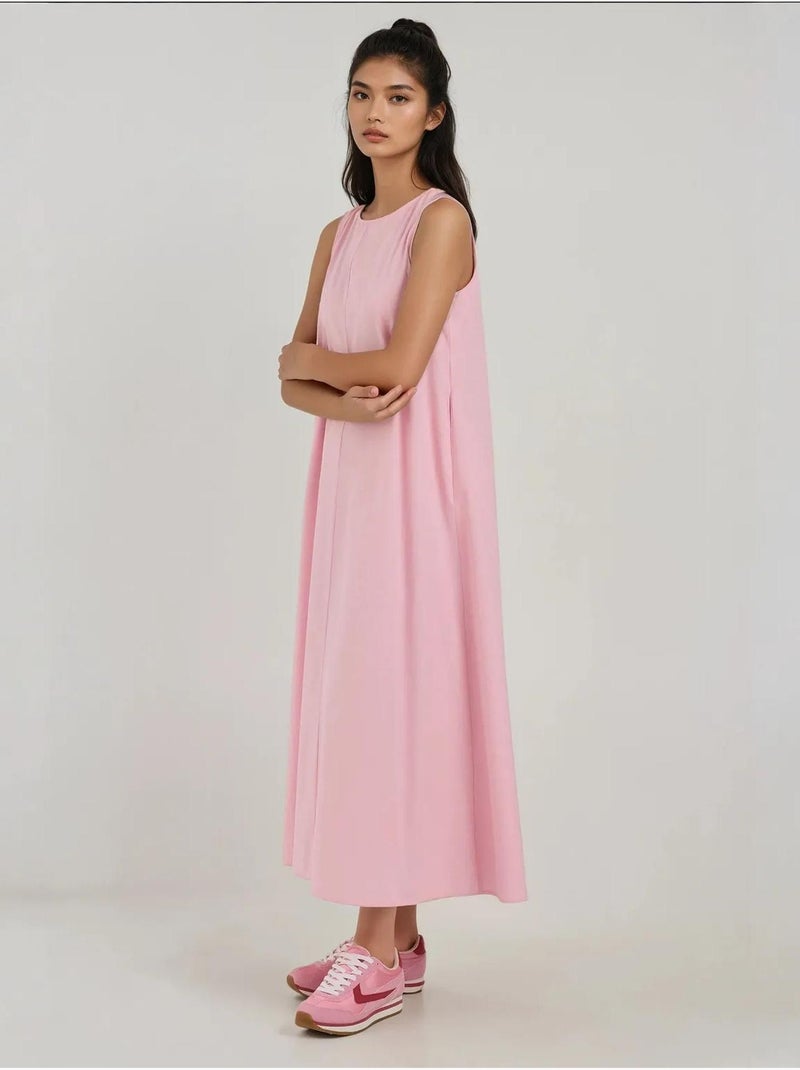 Mixray collection abito lungo a trapezio con girocollo e senza maniche hiccup Rosa chiaro - Kiabi