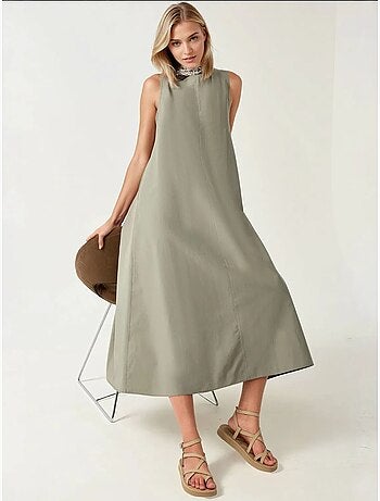 Mixray collection abito lungo a trapezio con girocollo e senza maniche hiccup