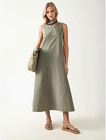 Mixray collection abito lungo a trapezio con girocollo e senza maniche hiccup