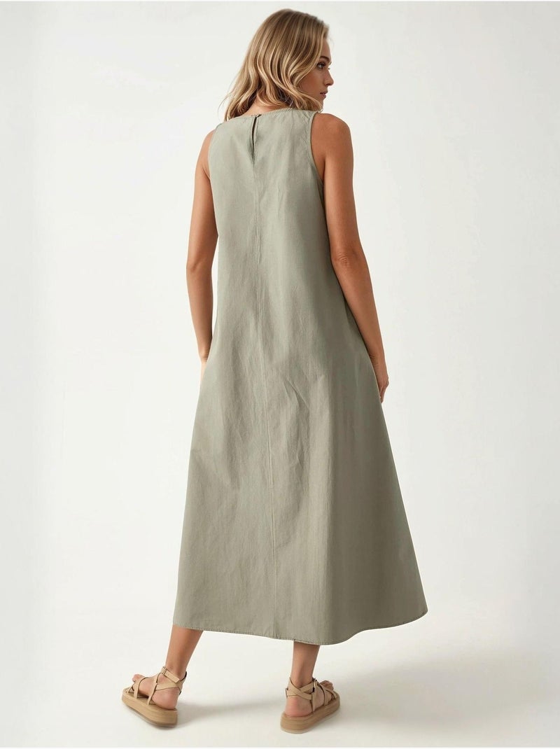 Mixray collection abito lungo a trapezio con girocollo e senza maniche hiccup Verde pastello - Kiabi