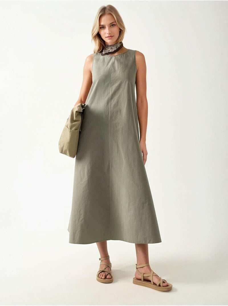 Mixray collection abito lungo a trapezio con girocollo e senza maniche hiccup Verde pastello - Kiabi