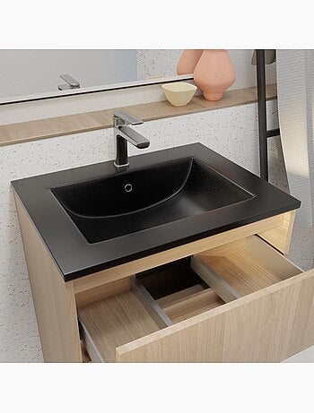 Mobile bagno con piedini, 3 cassetti e lavabo in ceramica