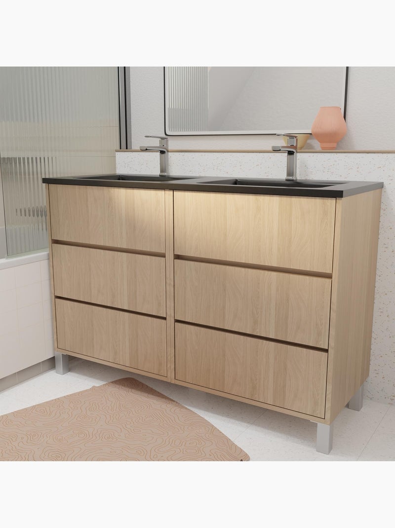 Mobile bagno doppio lavabo con 6 cassetti Nero - Kiabi