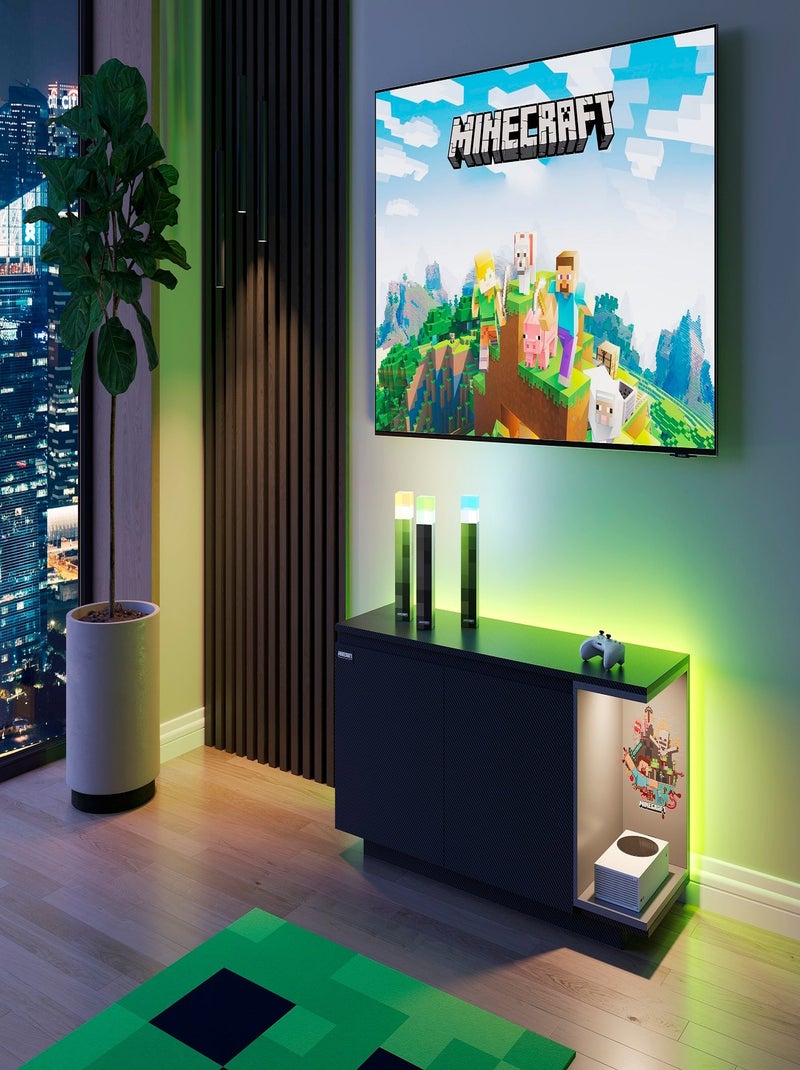 Mobile basso 2 ante + vano con LED "Roba" – Minecraft Nero Multicolore - Kiabi