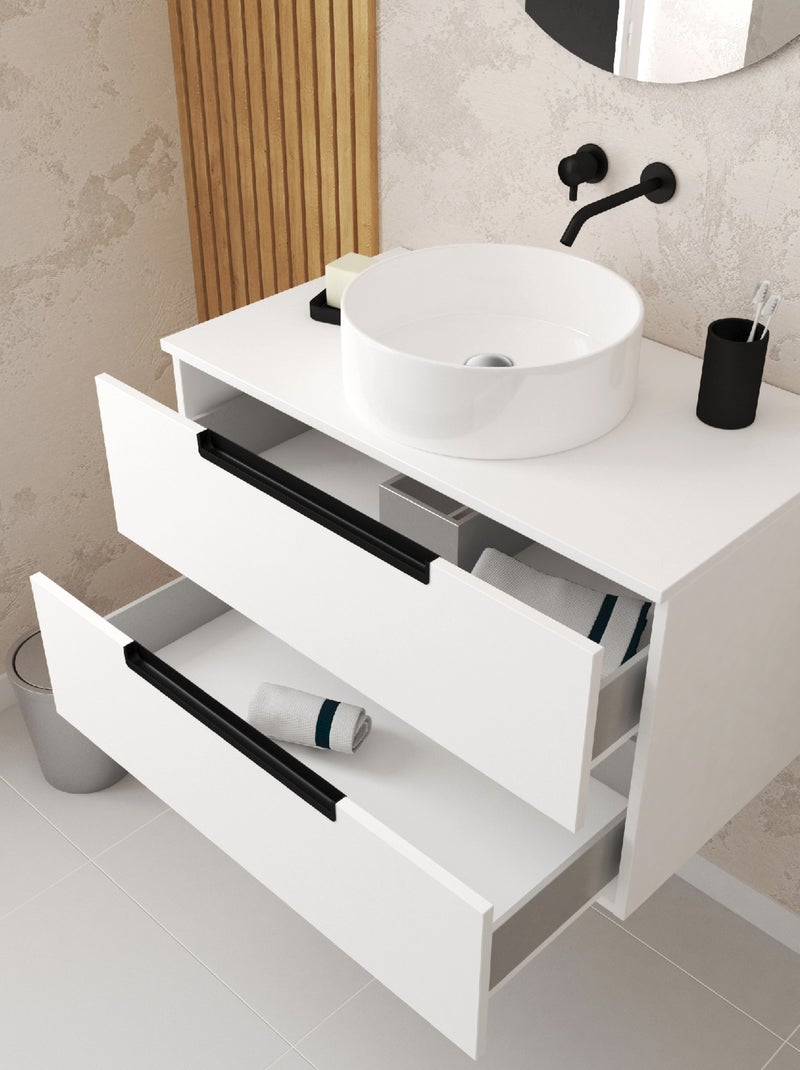 Mobile da bagno con 2 cassetti e 1 lavabo rotondo Bianco - Kiabi