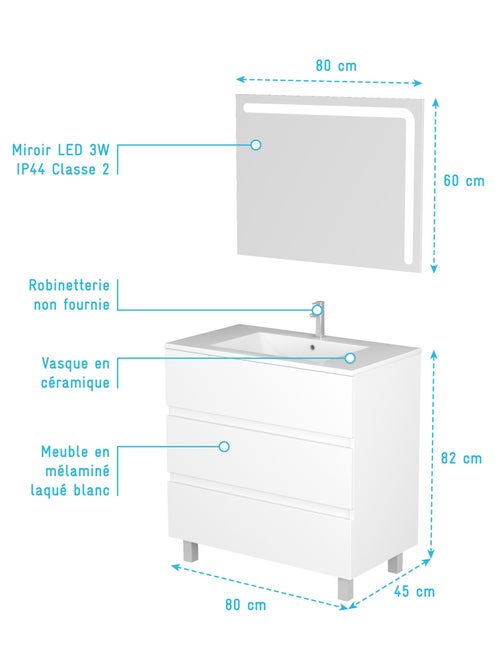 Mobiletto e set di specchi LED - Kiabi Mobiletto e set di specchi LED - Kiabi