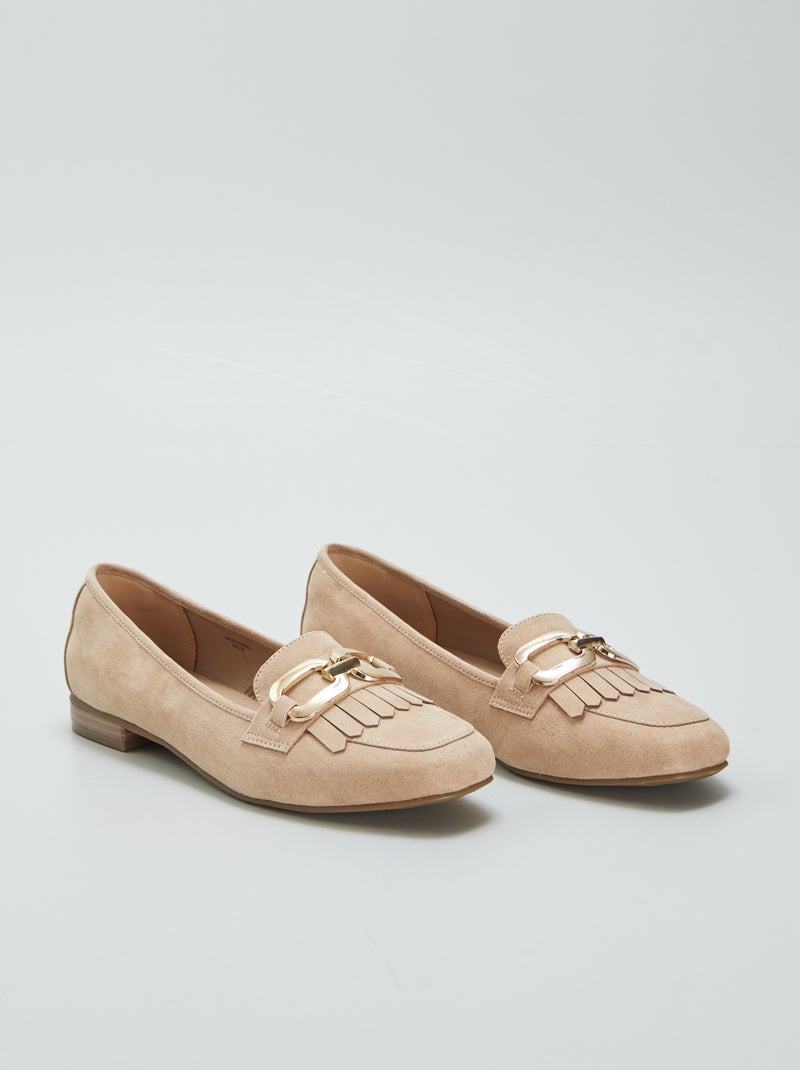Mocassini con cinturini a frange dorati BEIGE - Kiabi