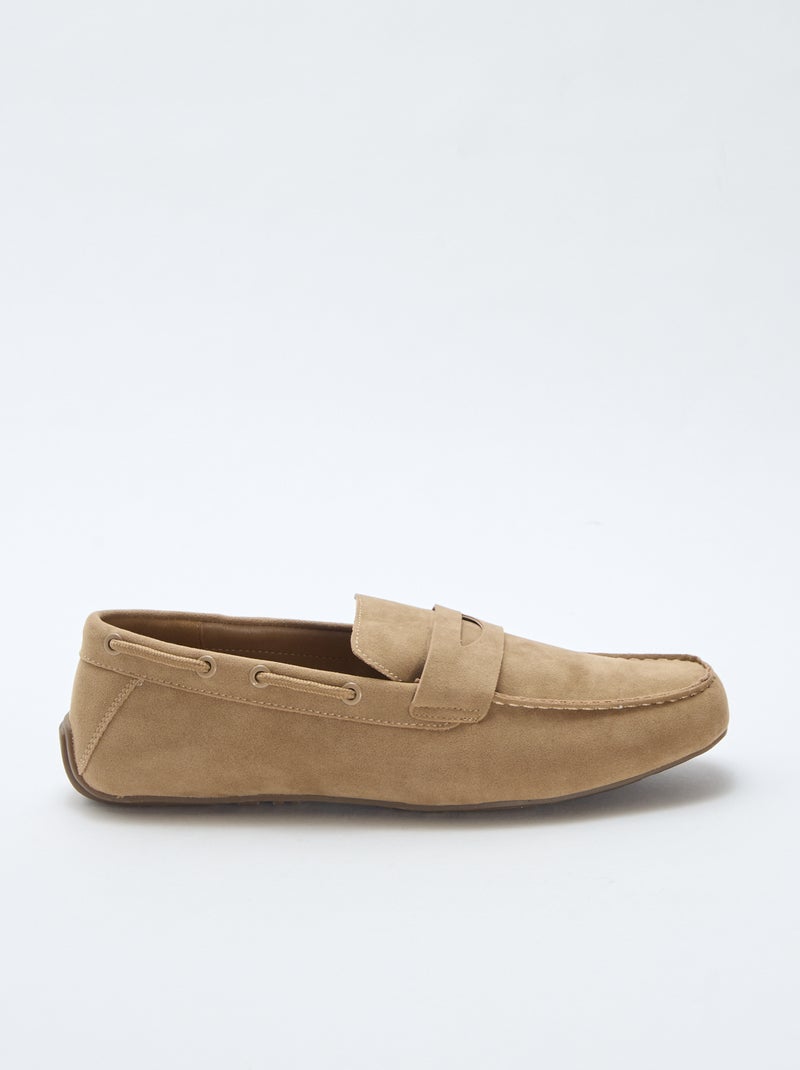 Mocassini da barca in simil suede tinta unita Beige - Kiabi