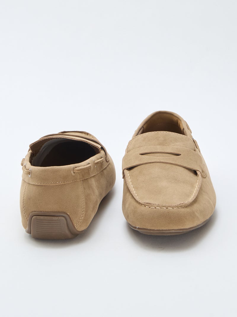 Mocassini da barca in simil suede tinta unita Beige - Kiabi