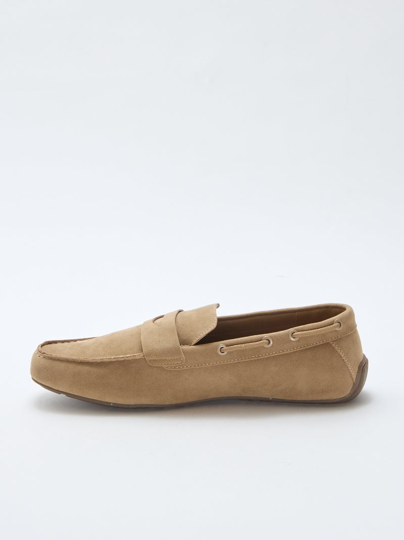 Mocassini da barca in simil suede tinta unita Beige - Kiabi