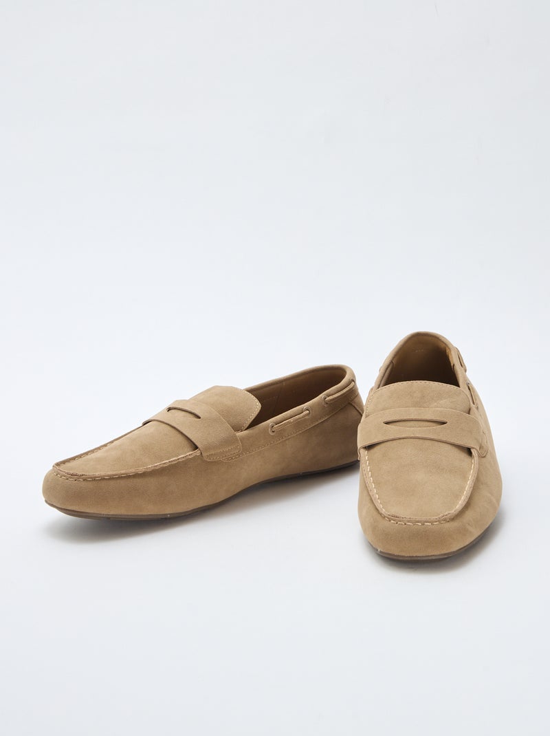 Mocassini da barca in simil suede tinta unita Beige - Kiabi